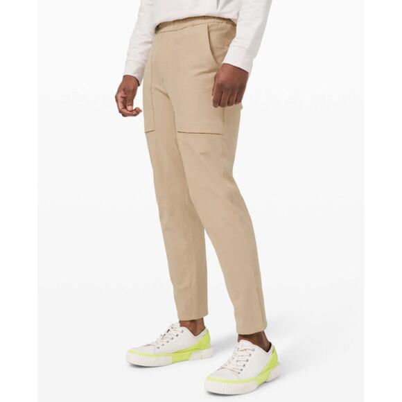 Lululemon Pants Mens XXL Bowline Utilitech Khaki Drawstring Tapered Athleisure - Picture 2 of 14